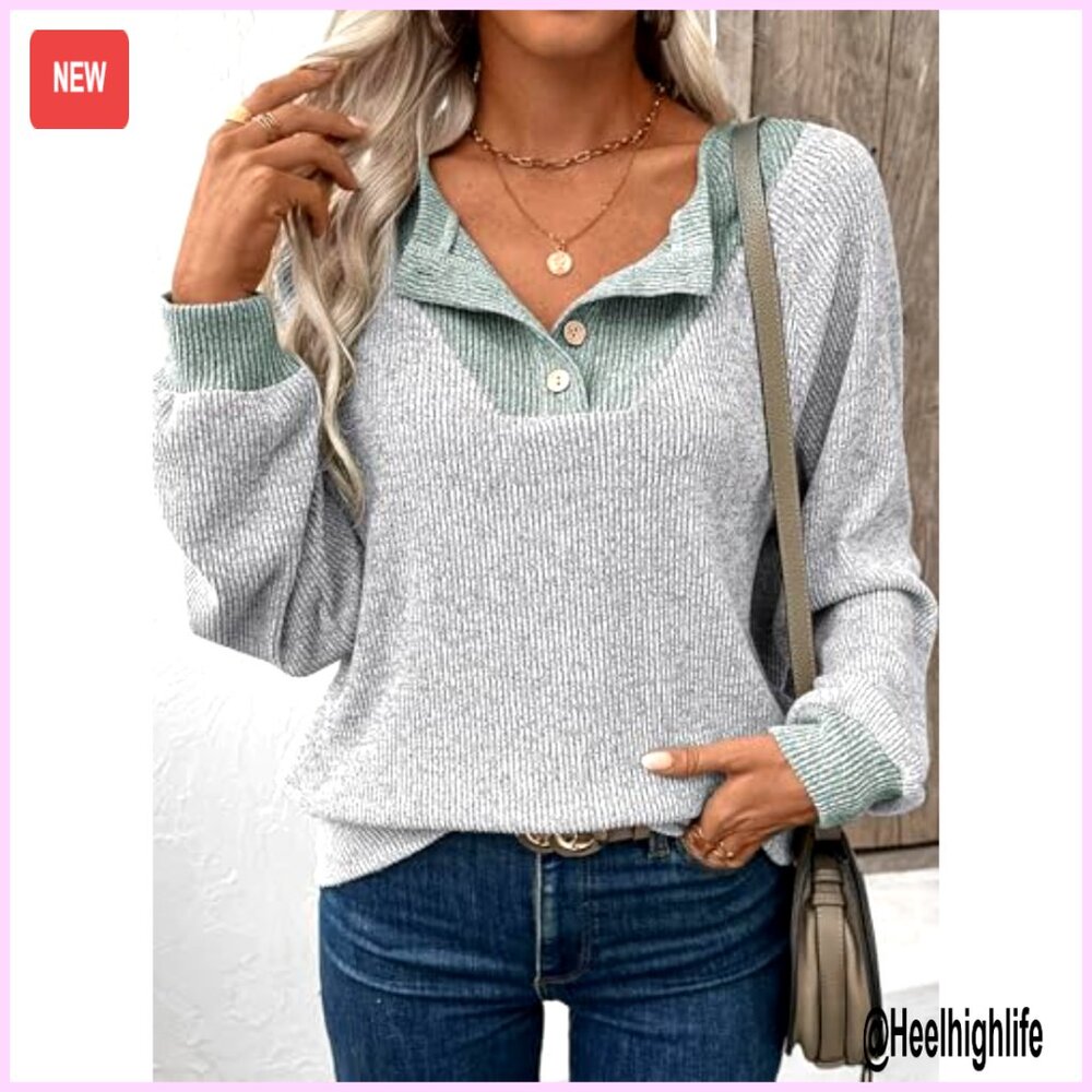 Long Sleeve Patchwork Pullover Sweatshirt, Oversi… - image 3